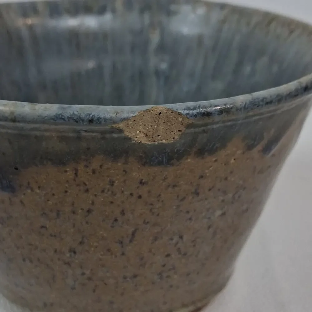 Handcrafted Handmade Ceramic Pottery Bowl Brown Blue 5.5